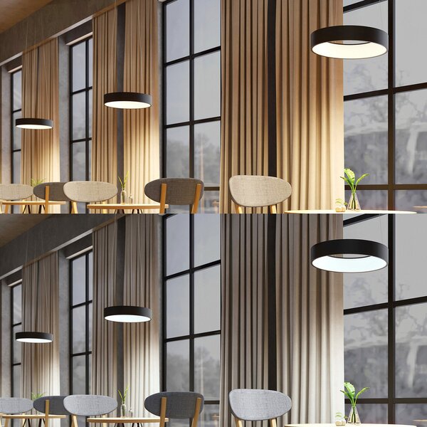 Arcchio LED κρεμαστή λάμπα Aleksi, Ø 45 cm, μαύρο, μέταλλο, CCT, ρυθμιζόμενος, Μαύρο, Κουζίνα, Μέταλλο, σύγχρονο