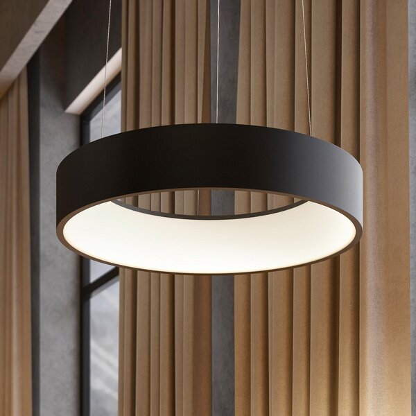 Arcchio LED κρεμαστή λάμπα Aleksi, Ø 45 cm, μαύρο, μέταλλο, CCT, ρυθμιζόμενος, Μαύρο, Κουζίνα, Μέταλλο, σύγχρονο