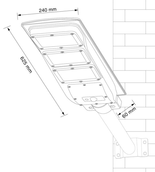 LED Ηλιακό φωτιστικό κήπου με αισθητήρα STREET LED/10W/3,2V IP65 + RC