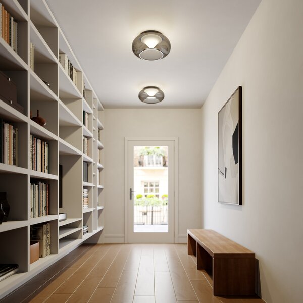 Lucande LED φωτιστικό οροφής Mijo, Ø 43 cm, γκρι καπνός, γυαλί, Γκρι, υπνοδωμάτιο, Γυαλί, σύγχρονο
