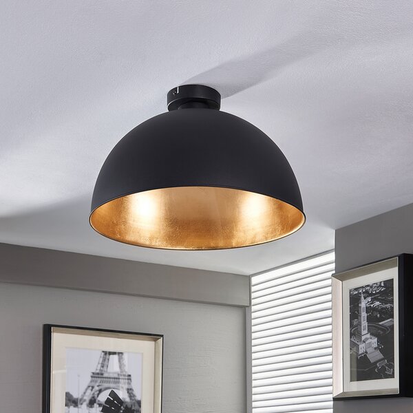 Lindby Φωτιστικό οροφής Lya, Ø 40 cm, μαύρο-χρυσό, μέταλλο, ρυθμιζόμενος, Μαύρο, Σαλόνι / τραπεζαρία, Μέταλλο, σύγχρονο