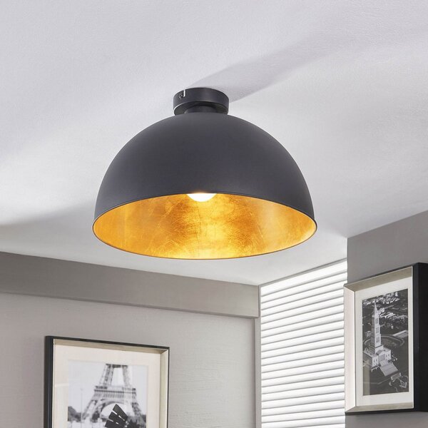Lindby Φωτιστικό οροφής Lya, Ø 40 cm, μαύρο-χρυσό, μέταλλο, ρυθμιζόμενος, Μαύρο, Σαλόνι / τραπεζαρία, Μέταλλο, σύγχρονο