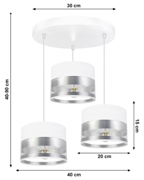 Πολύφωτο κρεμαστό σε ράγα MILO 3xE27/60W/230V ασημί