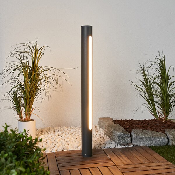 Lucande Λαμπτήρας προβολής LED Tomas, 75 cm, σκούρο γκρι, IP54, Γκρι, Αλουμίνιο, σύγχρονο