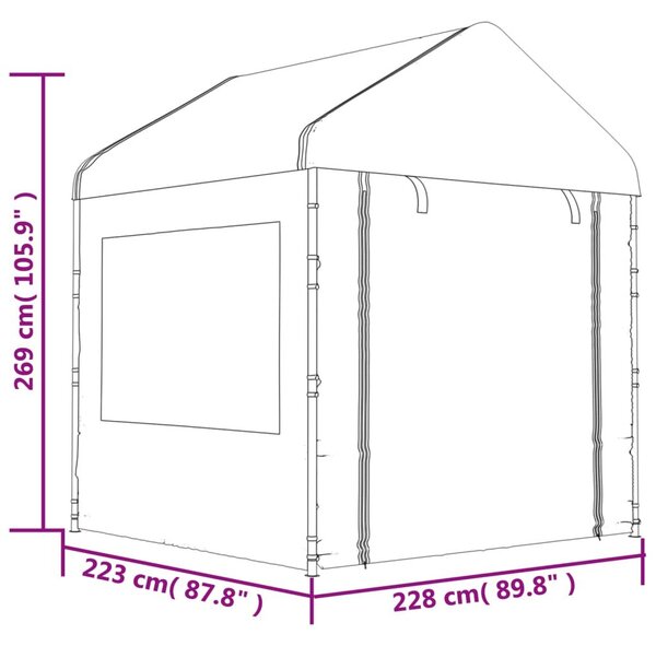 Κιόσκι με Τέντα Λευκό 13,38 x 2,28 x 2,69 μ. από Πολυαιθυλένιο - Λευκό