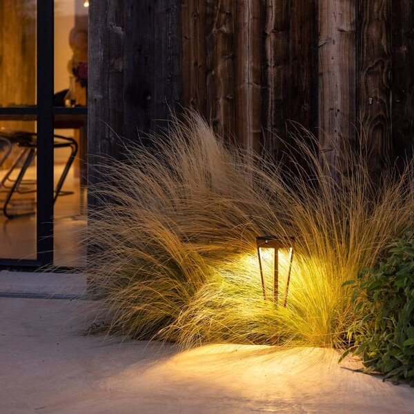 Ηλιακός φακός LED Tinka, ύψος 52 cm, corten