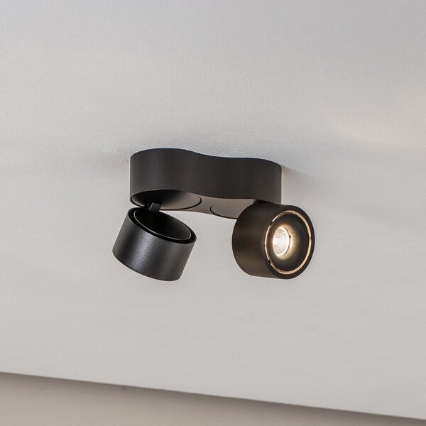 Arcchio LED-Deckenstrahler Rotari, 1240lm, 2-flg., μαύρο, ρυθμιζόμενος, Μαύρο, Σαλόνι / τραπεζαρία, Αλουμίνιο, σύγχρονο