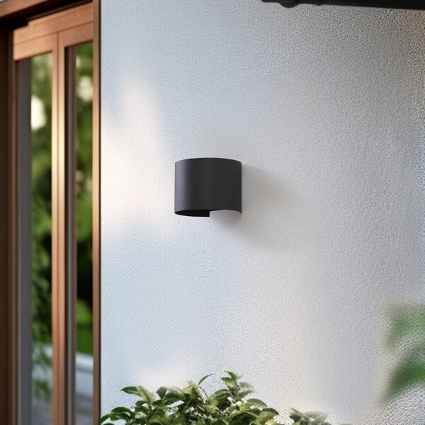 Lindby Smart LED εξωτερικό φωτιστικό τοίχου Dara γκρι στρογγυλό CCT RGB, ρυθμιζόμενος, Γκρι, Αλουμίνιο, σύγχρονο