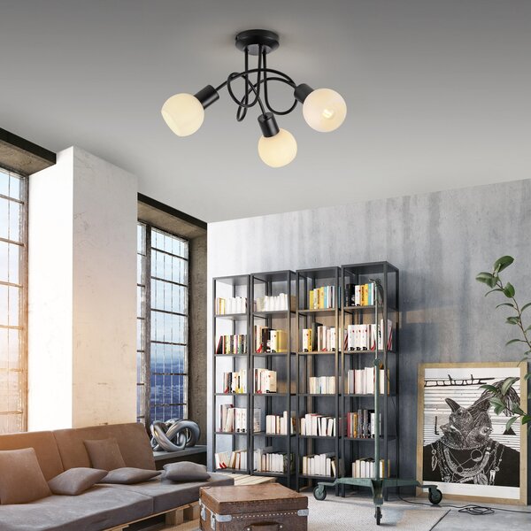 JUST LIGHT. GmbH Φωτιστικό οροφής Loki, 3-φωτιστικό, στρογγυλό, μαύρο, σίδερο, Μαύρο, Σαλόνι / τραπεζαρία, Μέταλλο