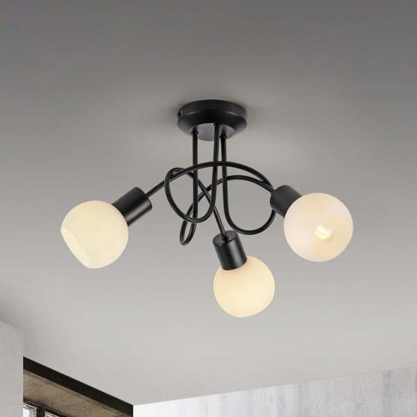 JUST LIGHT. GmbH Φωτιστικό οροφής Loki, 3-φωτιστικό, στρογγυλό, μαύρο, σίδερο, Μαύρο, Σαλόνι / τραπεζαρία, Μέταλλο
