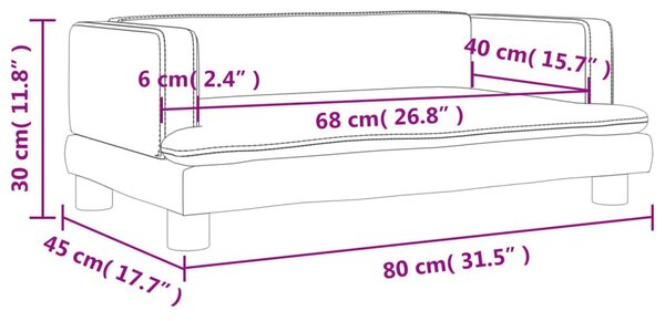 Καναπές Παιδικός Μαύρος 80 x 45 x 30 εκ. από Συνθετικό Δέρμα - Μαύρο