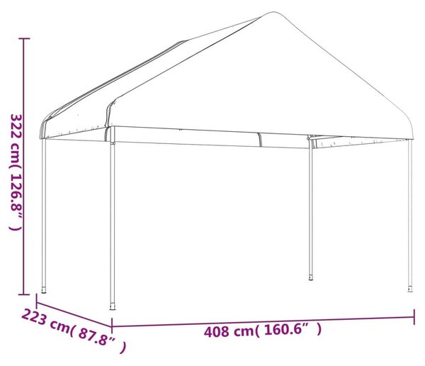 Κιόσκι με Τέντα Λευκό 8,92 x 4,08 x 3,22 μ. από Πολυαιθυλένιο - Λευκό