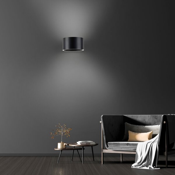 PURE Φωτιστικό τοίχου LED Clipse, γκρι, αλουμίνιο, Ø 15 cm, ρυθμιζόμενος, Γκρι, Σαλόνι / τραπεζαρία, Αλουμίνιο, σύγχρονο, Στρογγυλό τοίχο