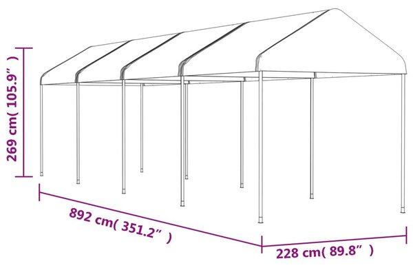 Κιόσκι με Τέντα Λευκό 8,92 x 2,28 x 2,69 μ. από Πολυαιθυλένιο - Λευκό