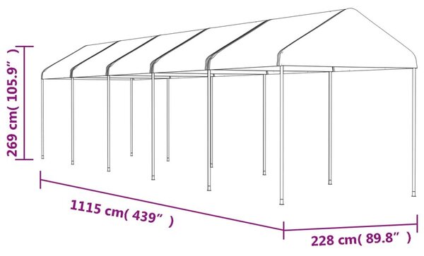 Κιόσκι με Τέντα Λευκό 11,15 x 2,28 x 2,69 μ. από Πολυαιθυλένιο - Λευκό