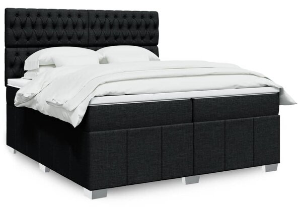 VidaXL Κρεβάτι Boxspring με Στρώμα Μαύρο 200x200 εκ. Υφασμάτινο