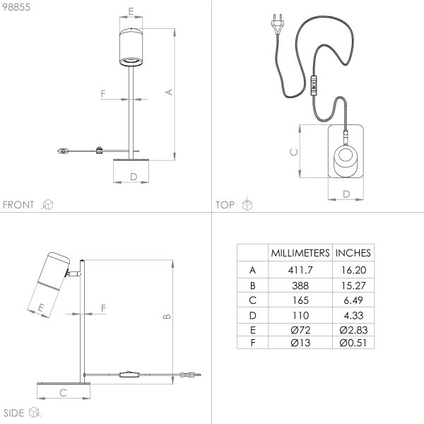 Eglo 98855 - LED Επιτραπέζιο φωτιστικό CEPPINO 1xGU10/4,5W/230V μαύρο