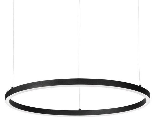 IDEAL LUX Ideal Lux LED κρεμαστή λάμπα Oracle Slim Ø 90 cm μαύρη 3.000 K, Μαύρο, Σαλόνι / τραπεζαρία, Μέταλλο, σύγχρονο