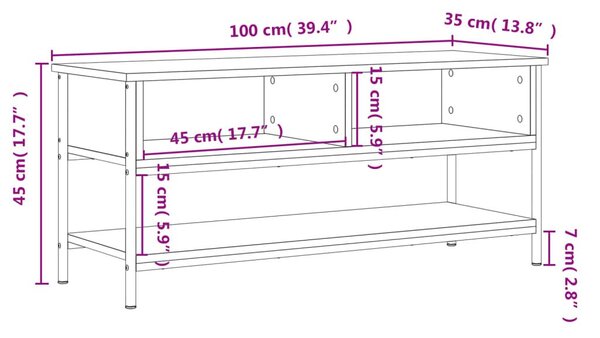 Έπιπλο Τηλεόρασης Sonoma Δρυς 100x35x45 εκ. Επεξ. Ξύλο - Καφέ