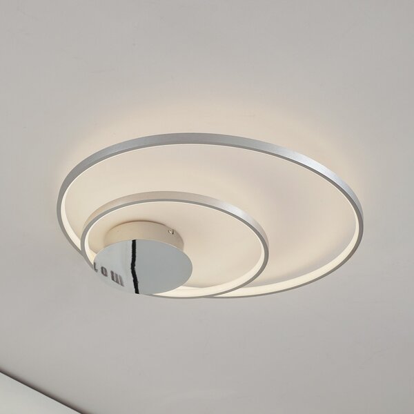 Lindby Nerwin LED φωτιστικό οροφής, 65 cm, στρογγυλό, αλουμίνιο/χρώμιο, ρυθμιζόμενος, Μεταλλικό, Σαλόνι / τραπεζαρία, Μέταλλο, σύγχρονο, Οροφή στρογγυλή άμεση