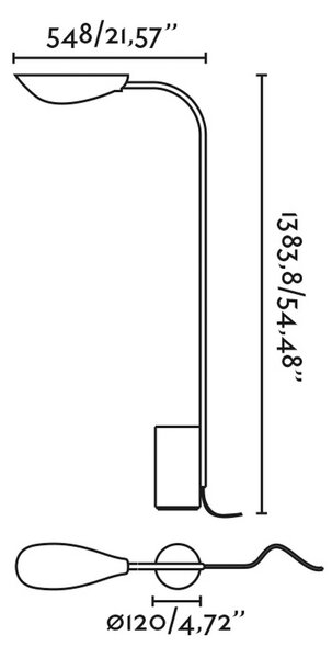 Φωτιστικό δαπέδου Liggera, μαύρο, ατσάλι, ύψος 138,3 cm