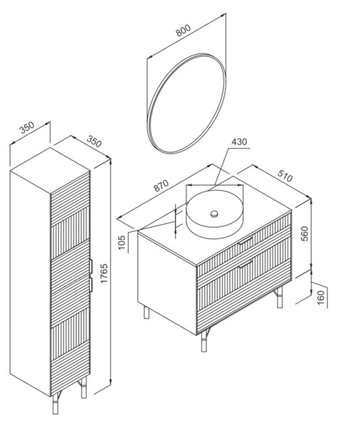 Σετ Έπιπλο Μπάνιου FIORE Λευκό MDF 18mm Λάκα 85 9SFIO085WHM