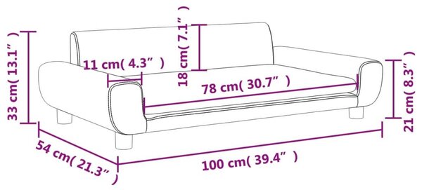 Καναπές Παιδικός Μπλε 100 x 54 x 33 εκ. από Βελούδο - Μπλε