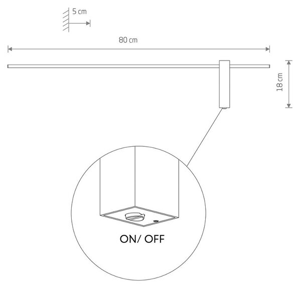 Φωτιστικό τοίχου LED Motive M, πλάτους 80 cm, μαύρο, μεταλλικό