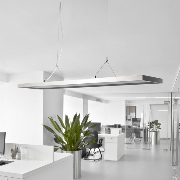 Arcchio LED κρεμαστό φωτιστικό Dorean, ασημί, μέταλλο, 120cm, ρυθμιζόμενος, Γκρι, Μελέτη / Γραφείο, Μέταλλο, σύγχρονο
