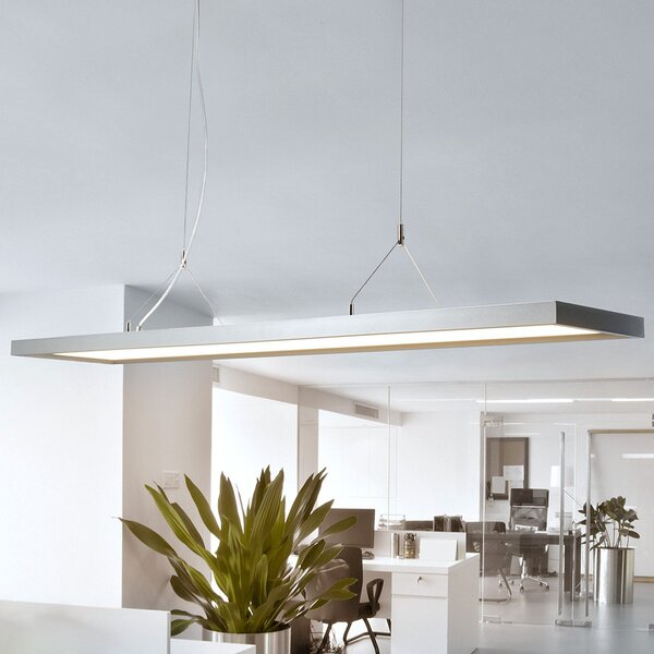 Arcchio LED κρεμαστό φωτιστικό Dorean, ασημί, μέταλλο, 120cm, ρυθμιζόμενος, Γκρι, Μελέτη / Γραφείο, Μέταλλο, σύγχρονο