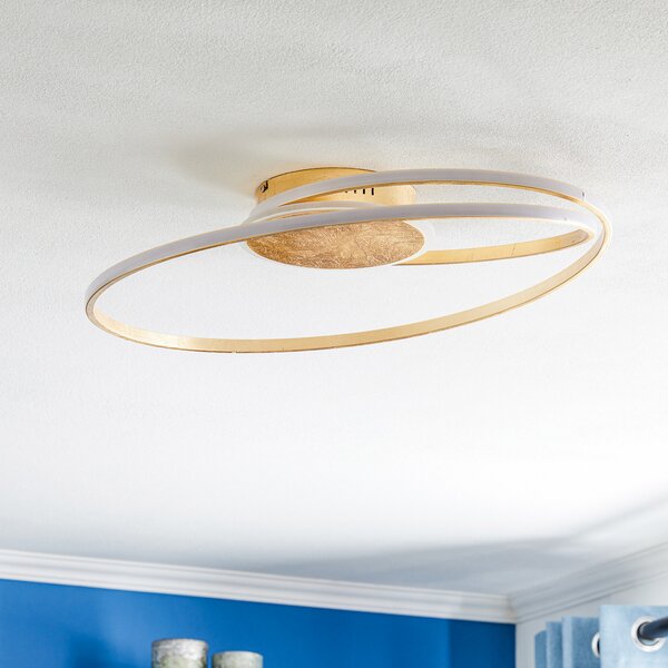 Lindby LED φωτιστικό οροφής Dorle, Ø 60 cm, χρυσό, αλουμίνιο, ρυθμιζόμενος, Χρυσό / Ορείχαλκου, Σαλόνι / τραπεζαρία, Μέταλλο, σύγχρονο