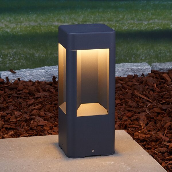 Lucande LED φωτιστικό βάθρο Annika, ανθρακί, μέταλλο, 30 cm, Μαύρο, Μέταλλο, σύγχρονο
