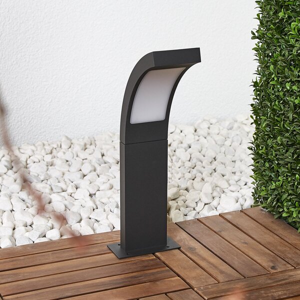 Lucande LED φωτιστικό βάθρο Juvia, 40 cm, ανθρακί, IP54, Μαύρο, Αλουμίνιο, σύγχρονο