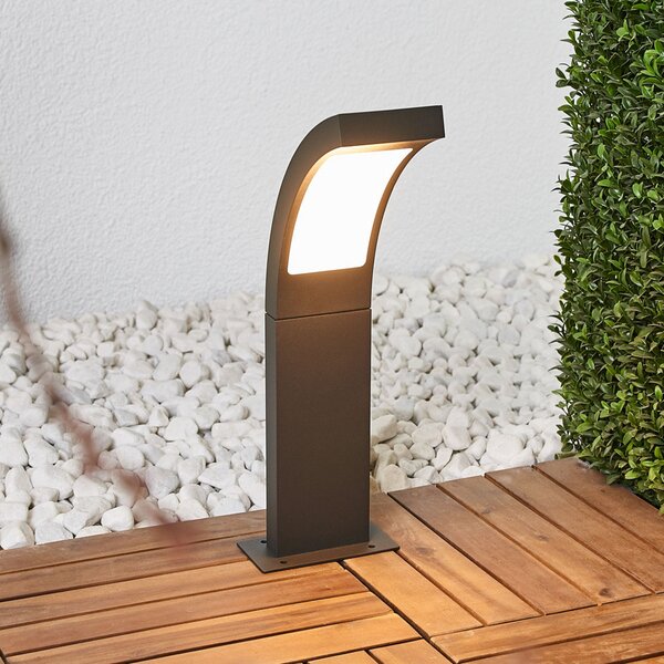 Lucande LED φωτιστικό βάθρο Juvia, 40 cm, ανθρακί, IP54, Μαύρο, Αλουμίνιο, σύγχρονο