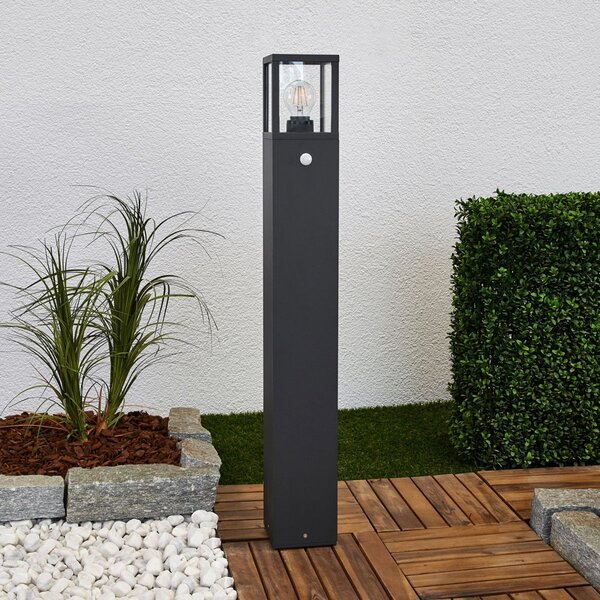 Lucande Φωτισμός Klemens, 90 cm, αισθητήρας, ανθρακί, E27, Μαύρο, Αλουμίνιο, σύγχρονο
