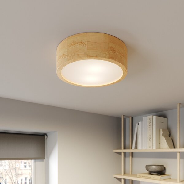 TEMAR LIGHTING Φωτιστικό οροφής Cleo, Ø 27.5cm, 2-φωτιστικό, ξύλο πεύκου, E27, ρυθμιζόμενος, Ξύλου, Σαλόνι / τραπεζαρία, Ξύλο, σύγχρονο