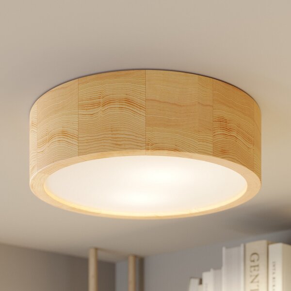TEMAR LIGHTING Φωτιστικό οροφής Cleo, Ø 27.5cm, 2-φωτιστικό, ξύλο πεύκου, E27, ρυθμιζόμενος, Ξύλου, Σαλόνι / τραπεζαρία, Ξύλο, σύγχρονο
