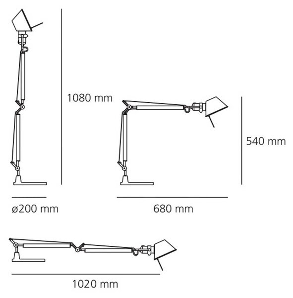 Artemide Tolomeo Mini επιτραπέζιο φωτιστικό αλουμινίου με βάση 2700K