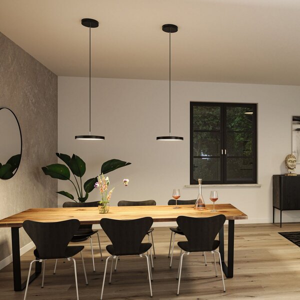 Paulmann Hildor LED κρεμαστό φωτιστικό, Zigbee, μαύρο, ρυθμιζόμενος, Μαύρο, Σαλόνι / τραπεζαρία, Μέταλλο, σύγχρονο