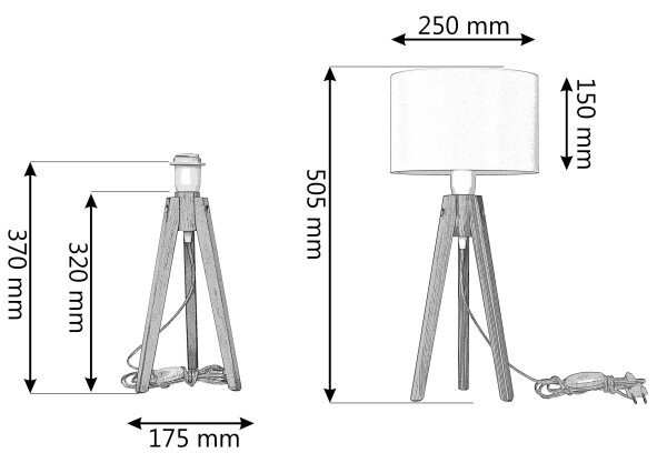 Eπιτραπέζια λάμπα ALBA 1xE27/60W/230V μαύρο/χρυσαφί/δρυς