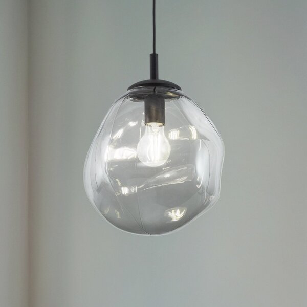 TK Lighting Sol Mini κρεμαστό φωτιστικό, γυαλί, Ø 25 cm, μαύρο/γκρι γκρι γραφίτη, ρυθμιζόμενος, Διαφανές, Σαλόνι / τραπεζαρία, Γυαλί, σύγχρονο