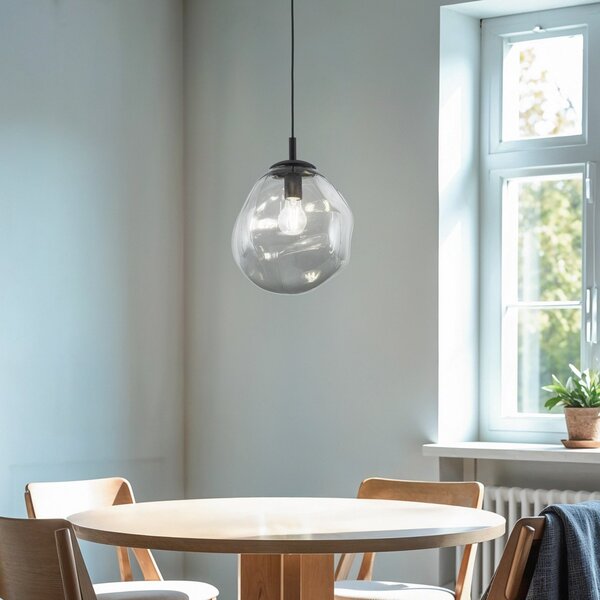 TK Lighting Sol Mini κρεμαστό φωτιστικό, γυαλί, Ø 25 cm, μαύρο/γκρι γκρι γραφίτη, ρυθμιζόμενος, Διαφανές, Σαλόνι / τραπεζαρία, Γυαλί, σύγχρονο