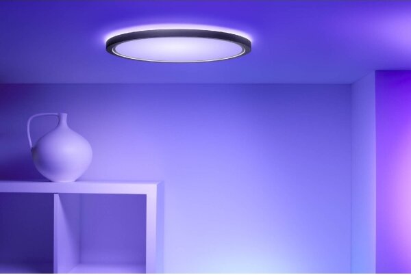 WiZ - LED RGB dimmable φωτιστικό οροφής SUPERSLIM LED/22W/230V Wi-Fi μαύρο