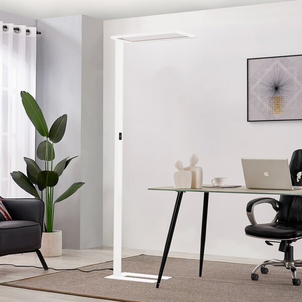PRIOS Φωτιστικό δαπέδου γραφείου Prios LED Taronis, λευκό, 195 cm, ρυθμιζόμενο, ρυθμιζόμενος, Λευκό, Μελέτη / Γραφείο, Μέταλλο, σύγχρονο
