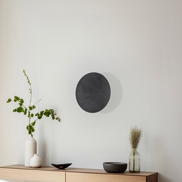 TK Lighting Φωτιστικό τοίχου Lunia New, μαύρο, Ø 20 cm, ρυθμιζόμενος, Μαύρο, Σαλόνι / τραπεζαρία, Μέταλλο