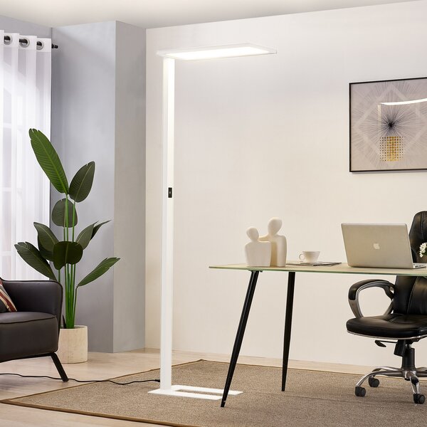PRIOS Φωτιστικό δαπέδου γραφείου Prios LED Taronis, λευκό, 195 cm, ρυθμιζόμενο, ρυθμιζόμενος, Λευκό, Μελέτη / Γραφείο, Μέταλλο, σύγχρονο