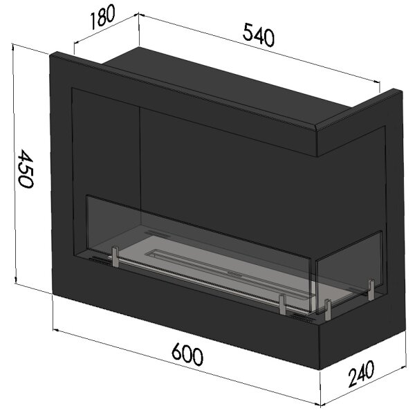 InFire - Corner Τζάκι BIO 45x60 cm 3kW μαύρο