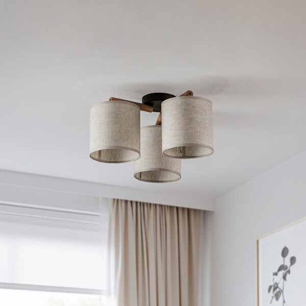 TK Lighting Φωτιστικό οροφής Deva, ύφασμα, τριών λαμπτήρων, ρυθμιζόμενος, Μπεζ, Σαλόνι / τραπεζαρία, Ύφασμα / Κλωστοϋφαντουργία, Σκανδιναβικό