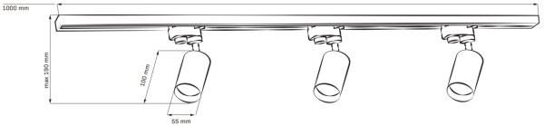 Σποτ για σύστημα ράγας ΠΑΡΙΣΙ 3xGU10/10W/230V + 1 m rail system