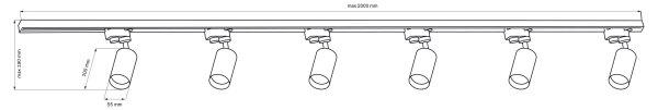 Σποτ για σύστημα ράγας ΠΑΡΙΣΙ 6xGU10/10W/230V +2x1 m rail system